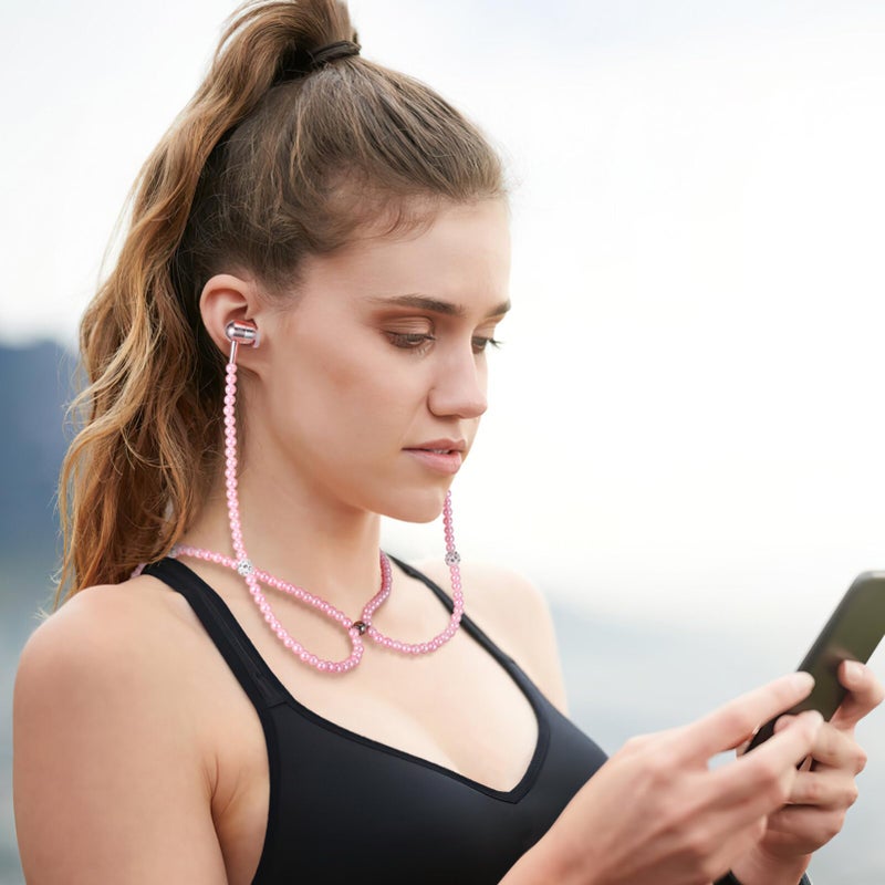 UKCOCO Pink Pearl Earbuds Wired in-Ear Headphones with Mic and Remote Universal Hands-Free Earphone for Women Students Travel Gym - Image 3